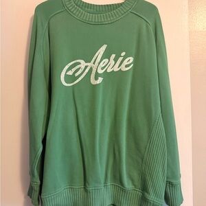 Aerie Classic Green Crew Neck Sweater
